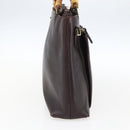 GUCCI Bamboo Hand Bag Leather Dark Brown Gold Auth 173575-3