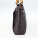GUCCI Bamboo Hand Bag Leather Dark Brown Gold Auth 173575-4