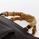 GUCCI Bamboo Hand Bag Leather Dark Brown Gold Auth 173575-8