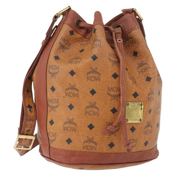 MCM Vicetos Logogram Shoulder Bag PVC Leather Brown Gold Auth 173576