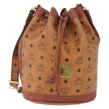 MCM Vicetos Logogram Shoulder Bag PVC Leather Brown Gold Auth 173576 - 0