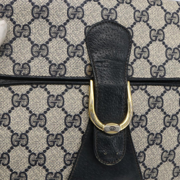 GUCCI GG Supreme Shoulder Bag PVC Navy Gold Auth 173579