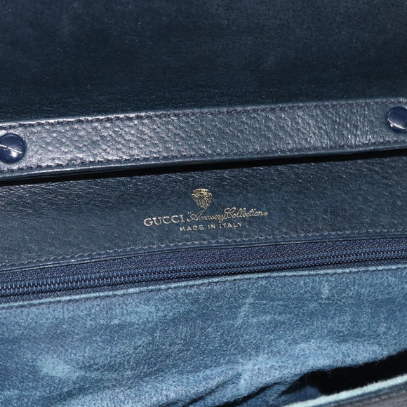 GUCCI GG Supreme Shoulder Bag PVC Navy Gold Auth 173579