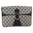 GUCCI GG Supreme Shoulder Bag PVC Navy Gold Auth 173579-13