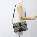 GUCCI GG Supreme Shoulder Bag PVC Navy Gold Auth 173579-23