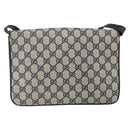 GUCCI GG Supreme Shoulder Bag PVC Navy Gold Auth 173579-2
