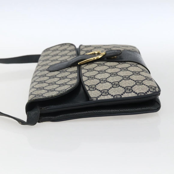 GUCCI GG Supreme Shoulder Bag PVC Navy Gold Auth 173579
