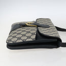 GUCCI GG Supreme Shoulder Bag PVC Navy Gold Auth 173579-4