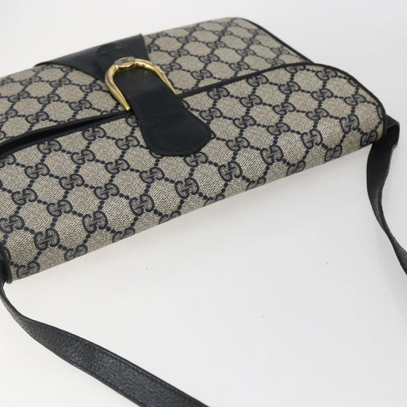 GUCCI GG Supreme Shoulder Bag PVC Navy Gold Auth 173579