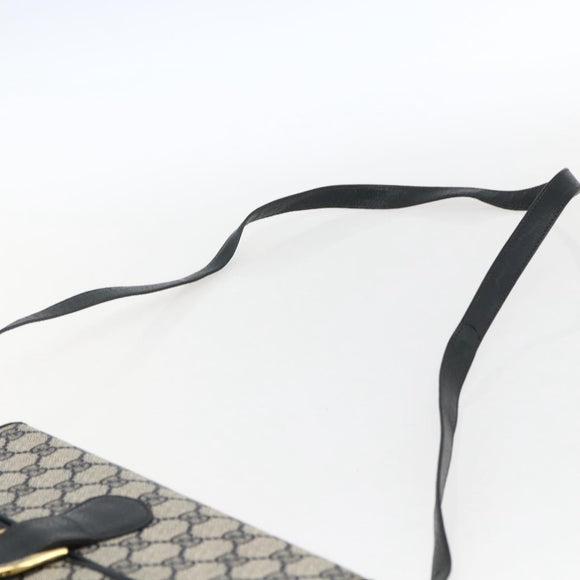 GUCCI GG Supreme Shoulder Bag PVC Navy Gold Auth 173579