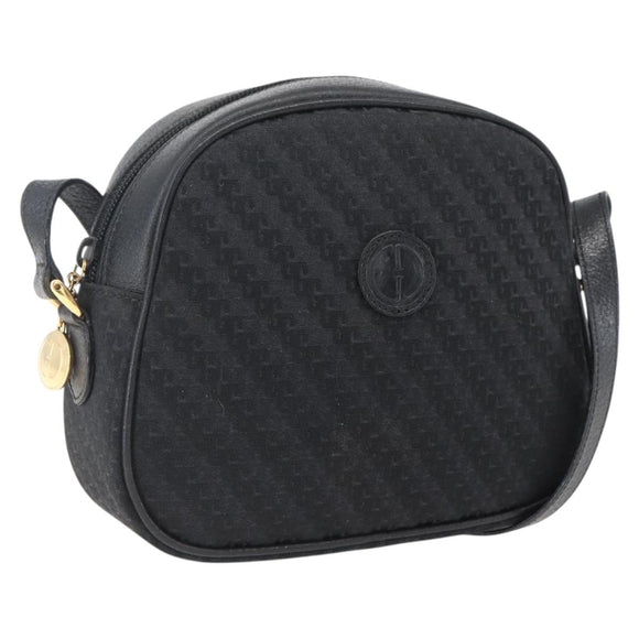 GUCCI Shoulder Bag Canvas Leather Black Gold 007 115 0175 Auth 173582