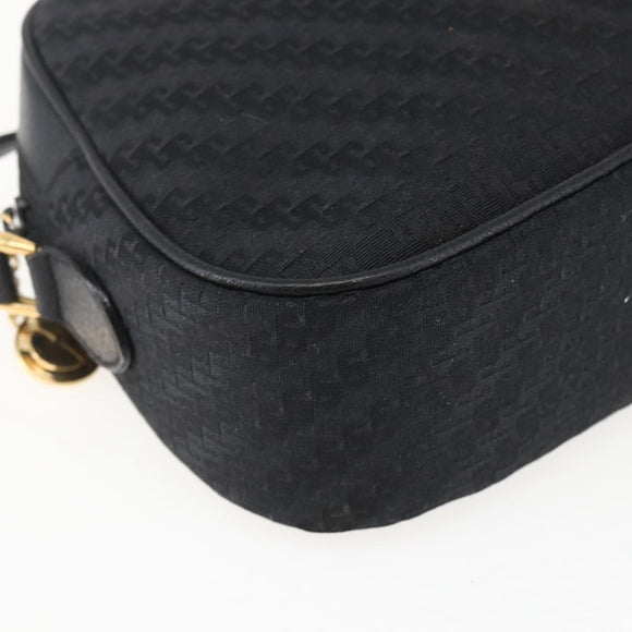 GUCCI Shoulder Bag Canvas Leather Black Gold 007 115 0175 Auth 173582