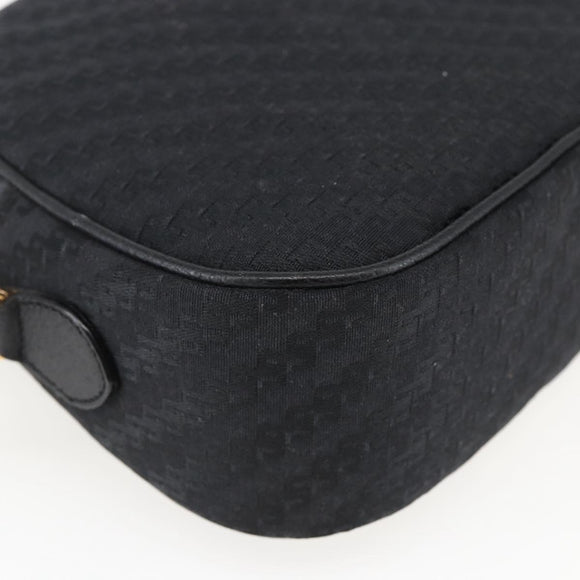 GUCCI Shoulder Bag Canvas Leather Black Gold 007 115 0175 Auth 173582