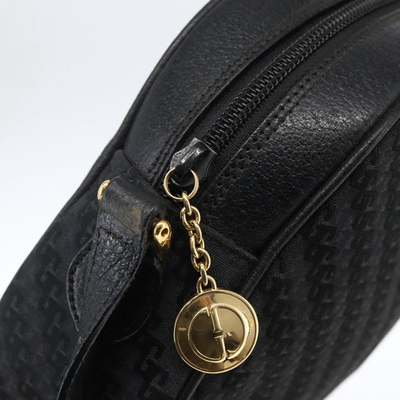 GUCCI Shoulder Bag Canvas Leather Black Gold 007 115 0175 Auth 173582
