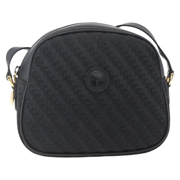 GUCCI Shoulder Bag Canvas Leather Black Gold 007 115 0175 Auth 173582