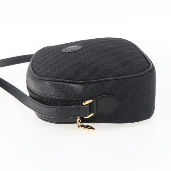 GUCCI Shoulder Bag Canvas Leather Black Gold 007 115 0175 Auth 173582