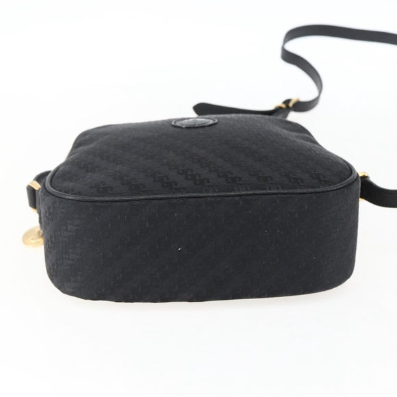 GUCCI Shoulder Bag Canvas Leather Black Gold 007 115 0175 Auth 173582