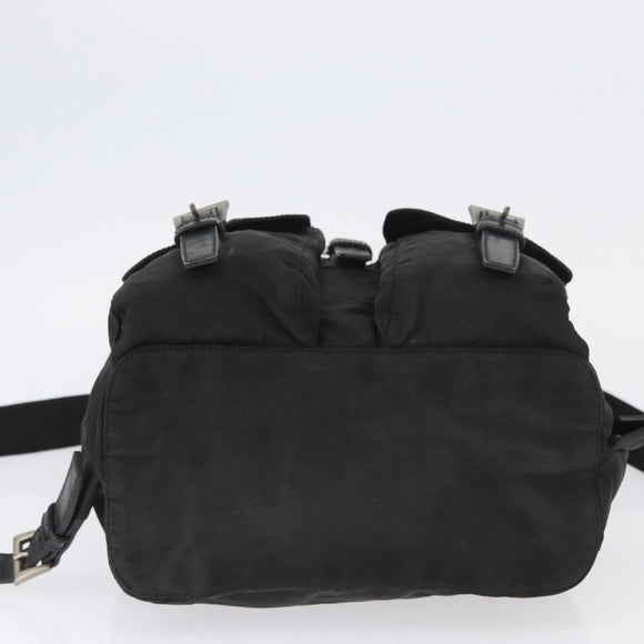 PRADA Backpack Nylon Black Silver Auth 173583