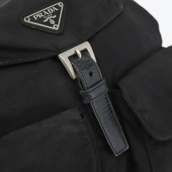 PRADA Backpack Nylon Black Silver Auth 173583