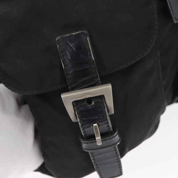 PRADA Backpack Nylon Black Silver Auth 173583