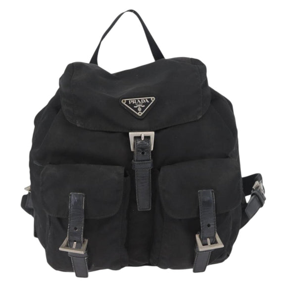PRADA Backpack Nylon Black Silver Auth 173583