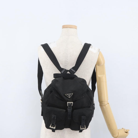 PRADA Backpack Nylon Black Silver Auth 173583