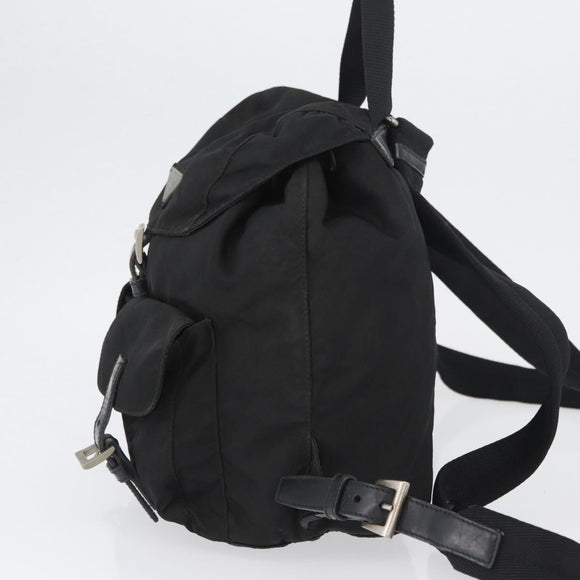 PRADA Backpack Nylon Black Silver Auth 173583