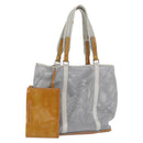 PRADA Mesh Sports Hand Bag Nylon patent leather Gray Silver Auth 173584-1
