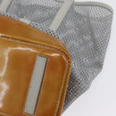 PRADA Mesh Sports Hand Bag Nylon patent leather Gray Silver Auth 173584-14