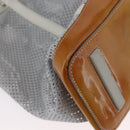 PRADA Mesh Sports Hand Bag Nylon patent leather Gray Silver Auth 173584-15