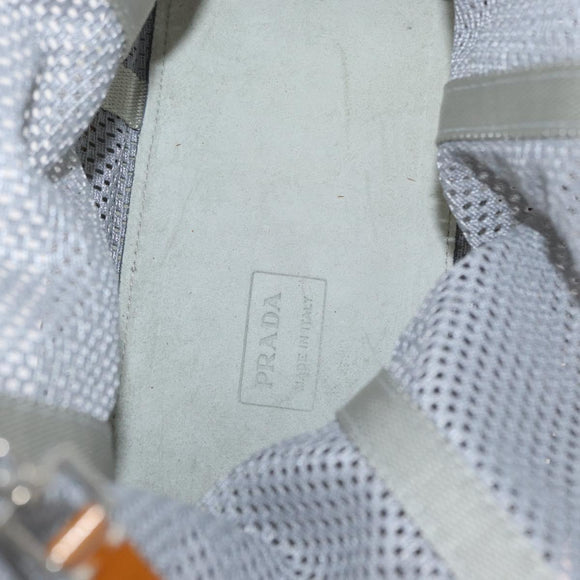 PRADA Mesh Sports Hand Bag Nylon patent leather Gray Silver Auth 173584