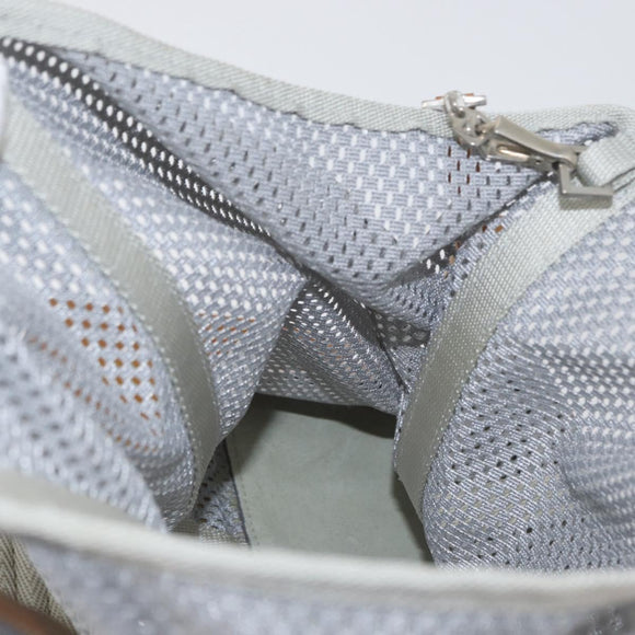 PRADA Mesh Sports Hand Bag Nylon patent leather Gray Silver Auth 173584