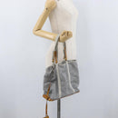 PRADA Mesh Sports Hand Bag Nylon patent leather Gray Silver Auth 173584-21