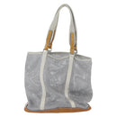 PRADA Mesh Sports Hand Bag Nylon patent leather Gray Silver Auth 173584-2