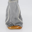 PRADA Mesh Sports Hand Bag Nylon patent leather Gray Silver Auth 173584-3