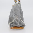 PRADA Mesh Sports Hand Bag Nylon patent leather Gray Silver Auth 173584-4
