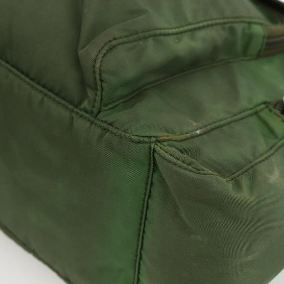 PRADA Shoulder Bag Nylon Khaki Silver Auth 173585