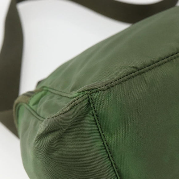 PRADA Shoulder Bag Nylon Khaki Silver Auth 173585