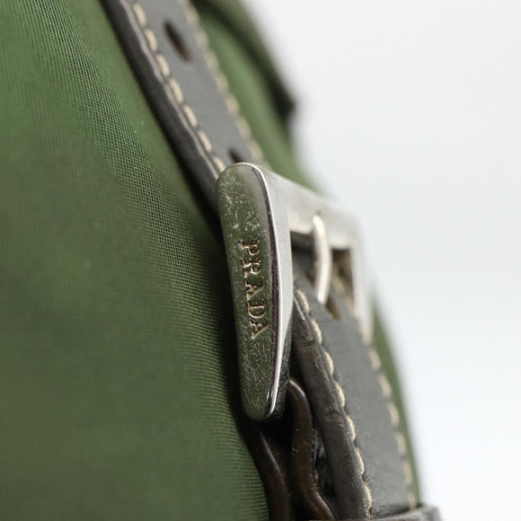 PRADA Shoulder Bag Nylon Khaki Silver Auth 173585
