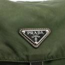 PRADA Shoulder Bag Nylon Khaki Silver Auth 173585-19