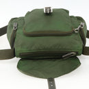 PRADA Shoulder Bag Nylon Khaki Silver Auth 173585-10