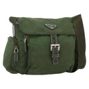 PRADA Shoulder Bag Nylon Khaki Silver Auth 173585-1