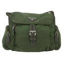 PRADA Shoulder Bag Nylon Khaki Silver Auth 173585-13