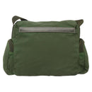 PRADA Shoulder Bag Nylon Khaki Silver Auth 173585-2
