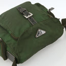 PRADA Shoulder Bag Nylon Khaki Silver Auth 173585-6