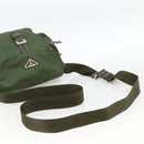 PRADA Shoulder Bag Nylon Khaki Silver Auth 173585-7