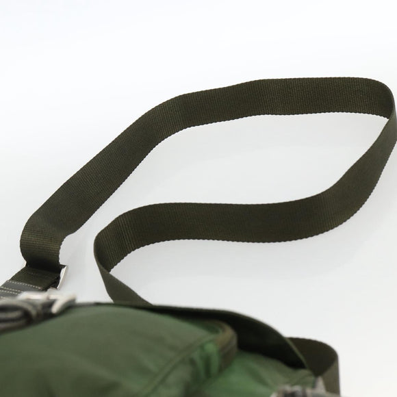 PRADA Shoulder Bag Nylon Khaki Silver Auth 173585