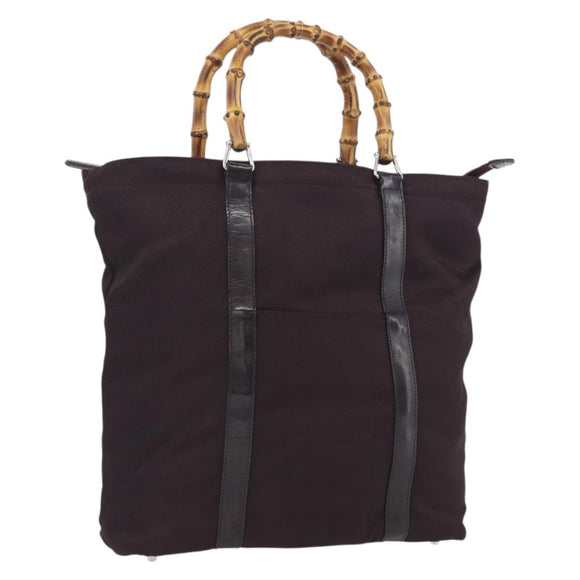 GUCCI Bamboo Hand Bag Canvas Purple Silver 000 3754 0508 Auth 173593