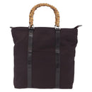 GUCCI Bamboo Hand Bag Canvas Purple Silver 000 3754 0508 Auth 173593-13