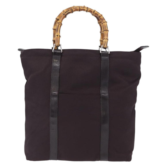 GUCCI Bamboo Hand Bag Canvas Purple Silver 000 3754 0508 Auth 173593